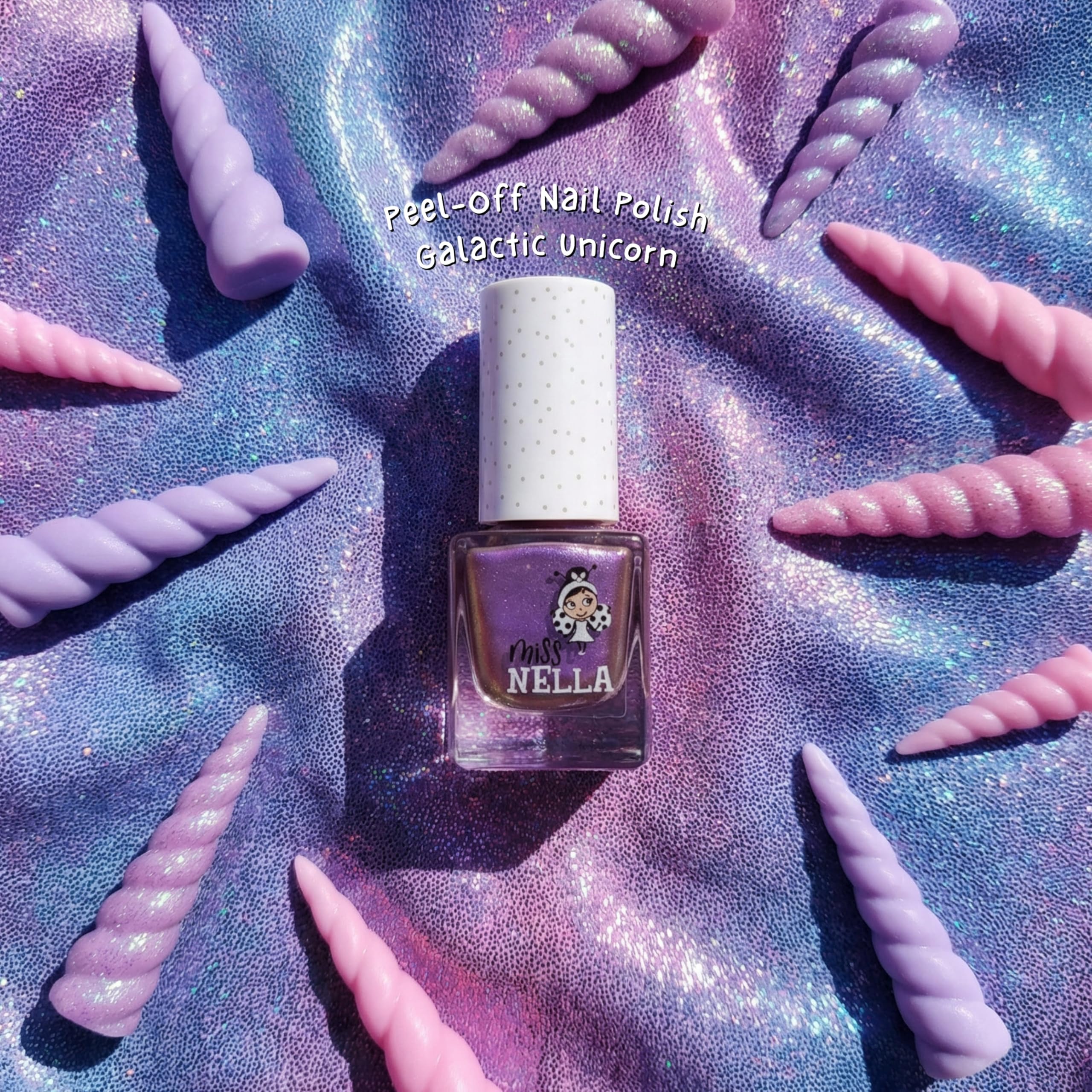 MISS NELLA ABRACADABRA – Safe Special sparkly pink Nail Polish for Kids, Non-Toxic & Odor Free Formula for Children and Toddlers, Natural Water Based for Easy Peel Off (Abracadabra)