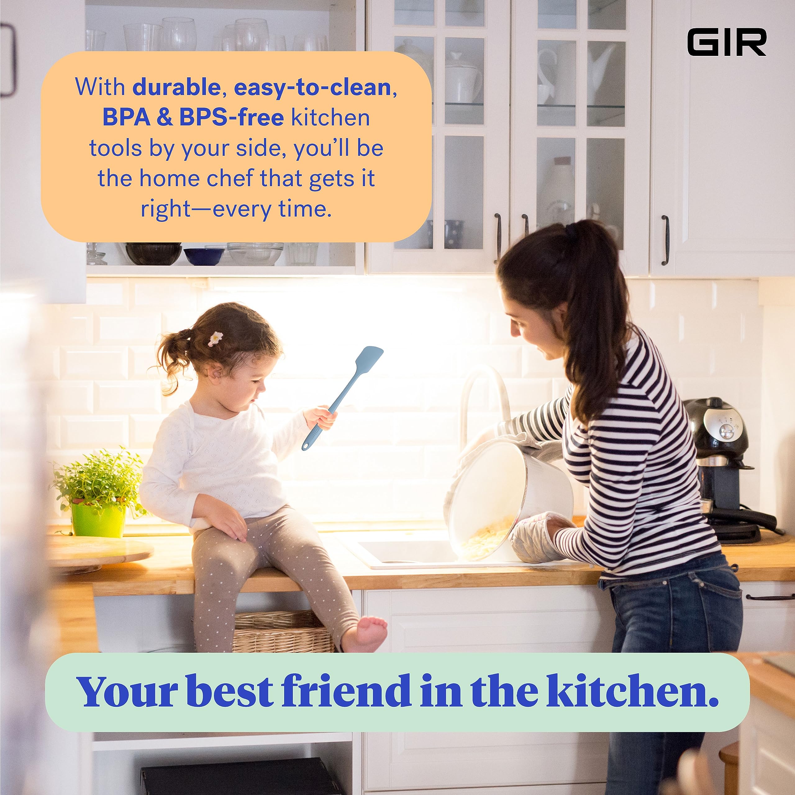 GIR: Get It Right Premium Silicone Spatula - Non-Stick Heat Resistant Kitchen Spatula - Perfect for Baking, Cooking, Scraping, and Mixing - Mini - 8 IN, Black