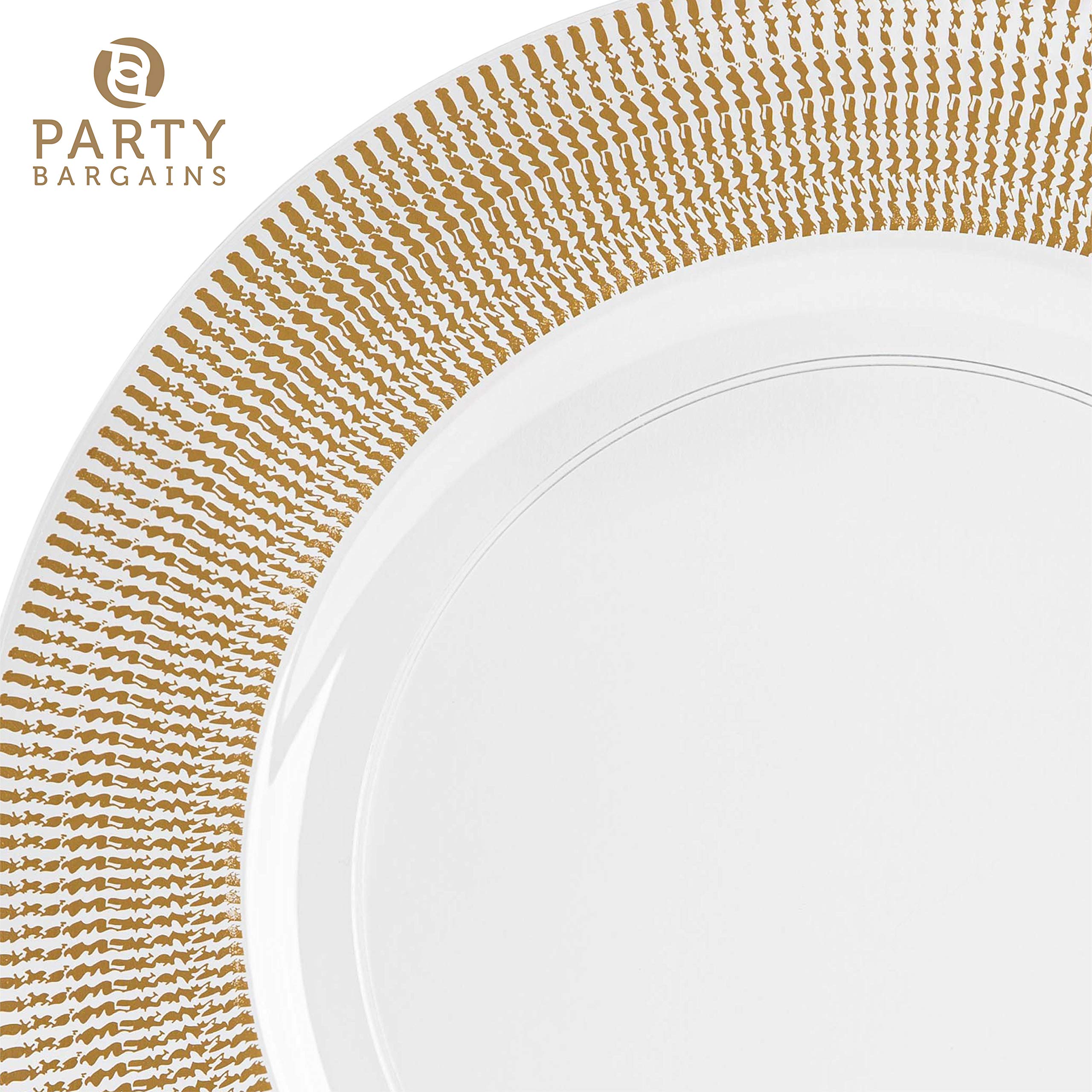 PARTY BARGAINS 13-Inch Charger Plates - 96 Pack, Clear Gold Rim, Heavy-Duty Disposable Chargers for Elegant Dining - Ideal for Weddings and Formal Events