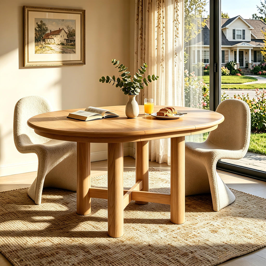 LUMISOL Round Dining Table for 4-6 People, 41"-57" Extendable Kitchen Table with 16" Removable Leaf for Small Places, Kitchen, Dining Room, Espresso