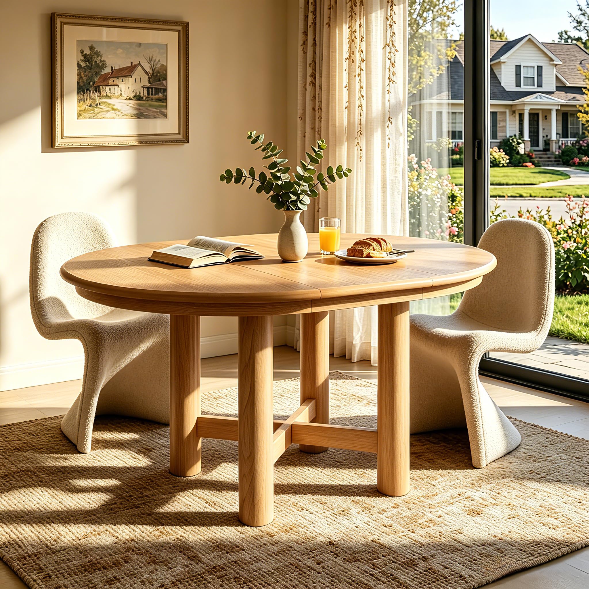 LUMISOL Round Dining Table for 4-6 People, 41"-57" Extendable Kitchen Table with 16" Removable Leaf for Small Places, Kitchen, Dining Room, Espresso