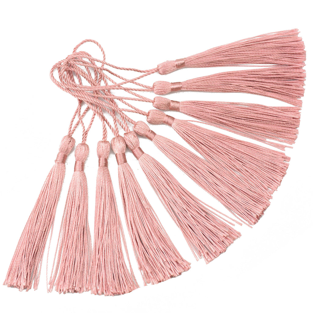 Makhry 100pcs 13cm/5 Inch Silky Floss Bookmark Tassels with 2-Inch Cord Loop and Small Chinese Knot for Jewelry Making, Souvenir, Bookmarks, DIY Craft Accessory (Dark Grey)