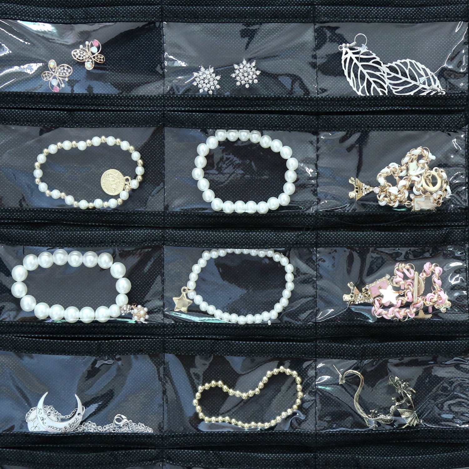 BB Brotrade Hanging Jewelry Organizer,Accessories Organizer,80 Pocket Organizer for Holding Jewelries（Beige）