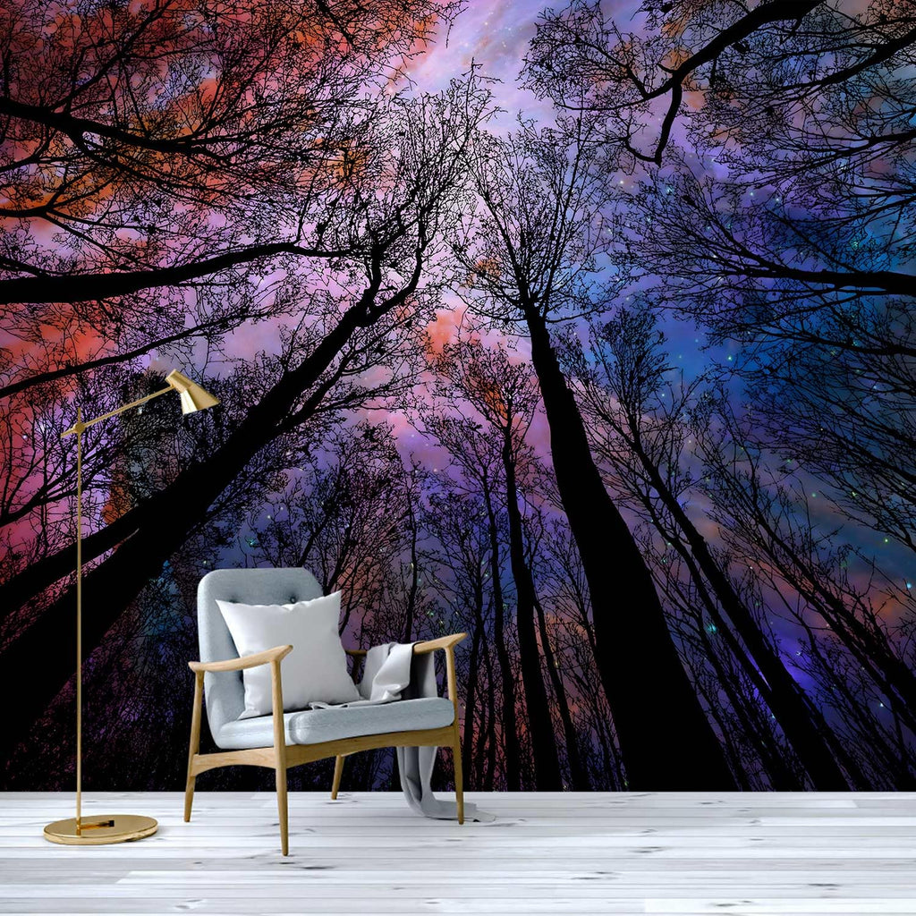 YQWDMX -Nursery Cartoon Woods Hand-Painted Animal Wallpaper Children's Room XT10 S 100" x 65"