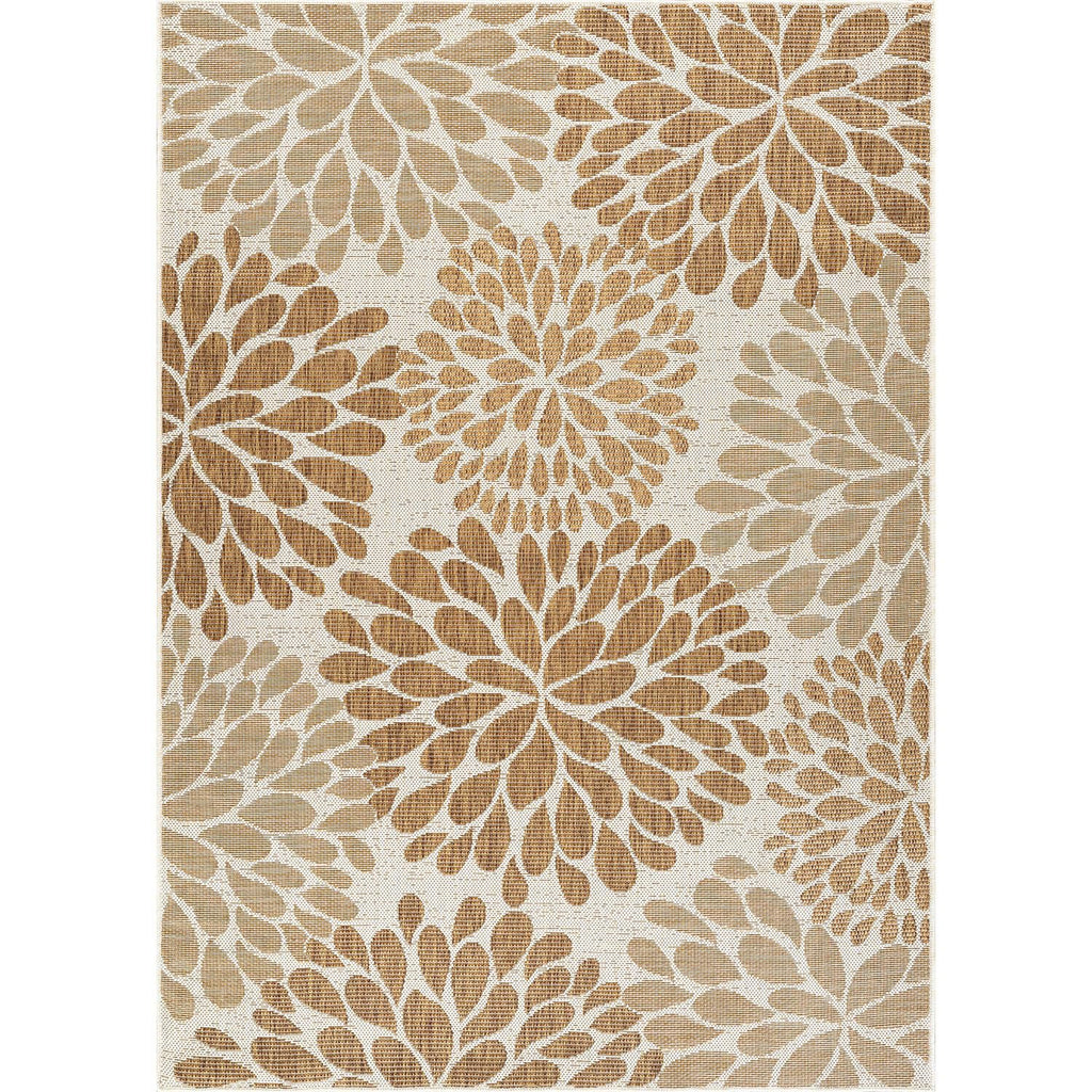 Beverly Rug Outdoor Rug 5x7 Modern Bordered Area Rugs for Indoor and Outdoor Patio Deck Porch Garden Waterproof Weather Sun Resistant Washable Outside Carpet (5 x 7 Beige)