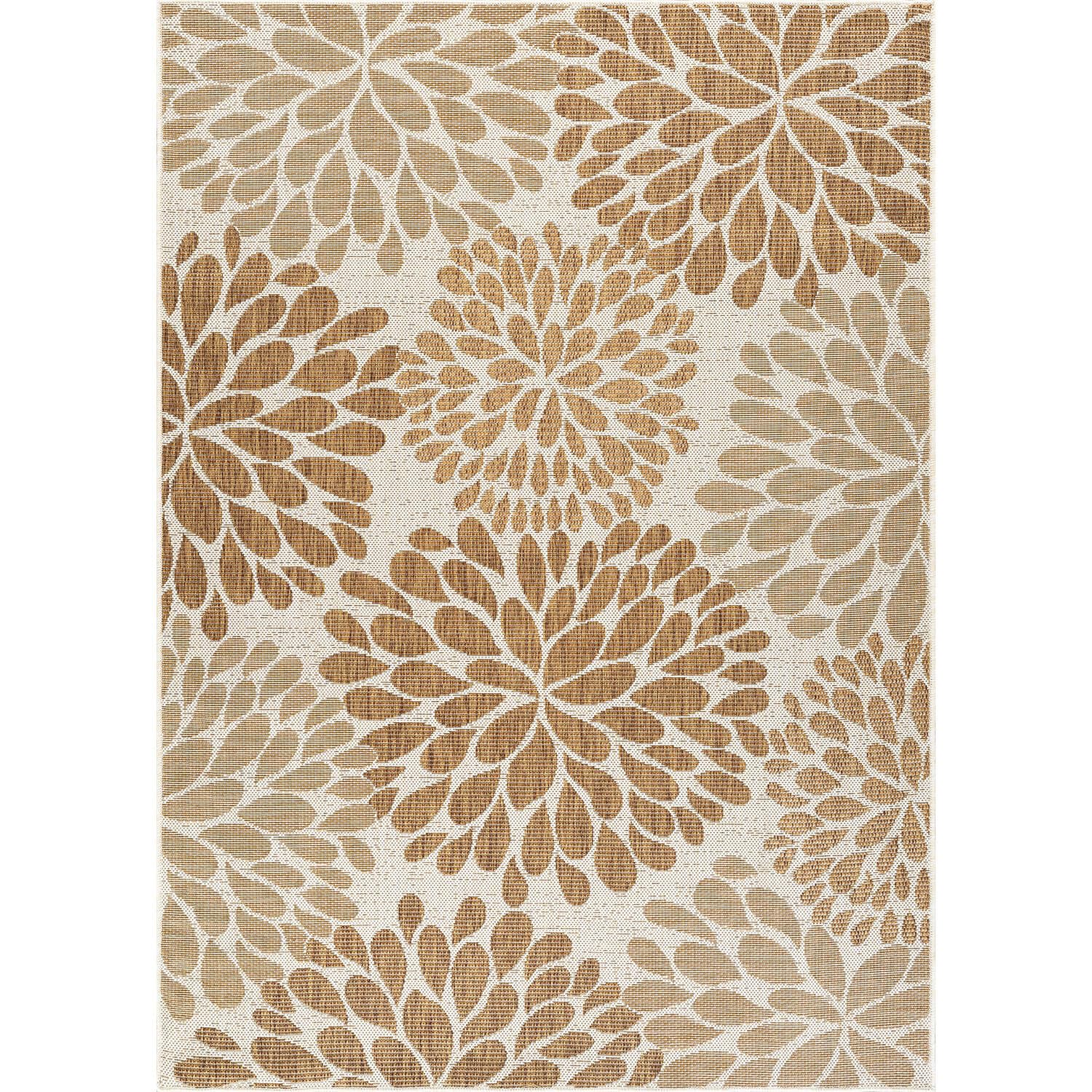 Beverly Rug Outdoor Rug 5x7 Modern Bordered Area Rugs for Indoor and Outdoor Patio Deck Porch Garden Waterproof Weather Sun Resistant Washable Outside Carpet (5 x 7 Beige)