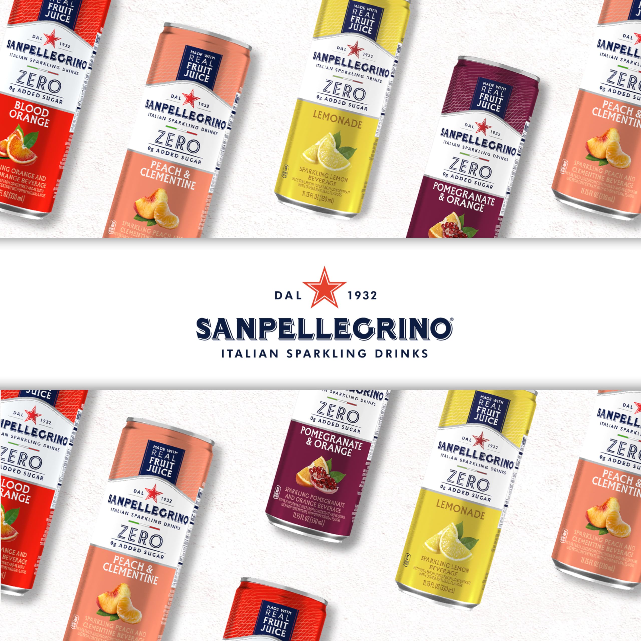 Sanpellegrino Zero Grams Added Sugar Pomegranate & Orange Italian Sparkling Drink, 24 Pack Of 11.15 Fl Oz Cans, Sanpellegrino Italian Sparkling Drinks, Low-Calorie Fruit Juice Beverages