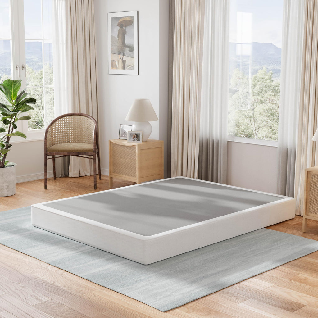 HUEIIS Box Spring Twin Size, 7 Inch Low Profile Metal Frame Mattress Foundation, 3000 lbs Heavy Duty Boxspring with Fabric Cover, Easy Assembly, Noise Free, Non-Slip