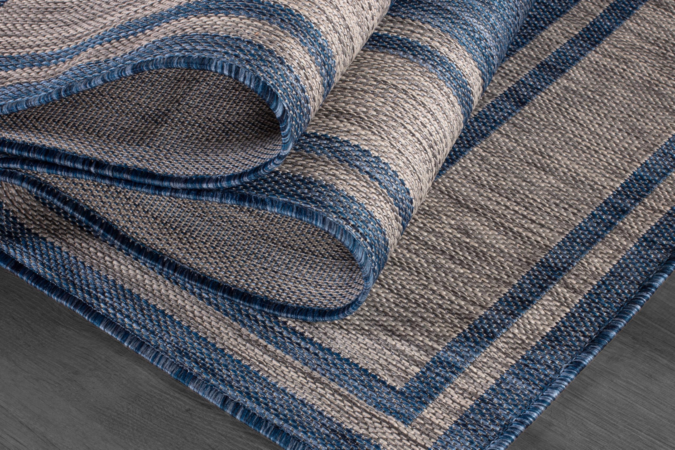 Beverly Rug Outdoor Rug 5x7 Modern Bordered Area Rugs for Indoor and Outdoor Patio Deck Porch Garden Waterproof Weather Sun Resistant Washable Outside Carpet (5 x 7 Beige)
