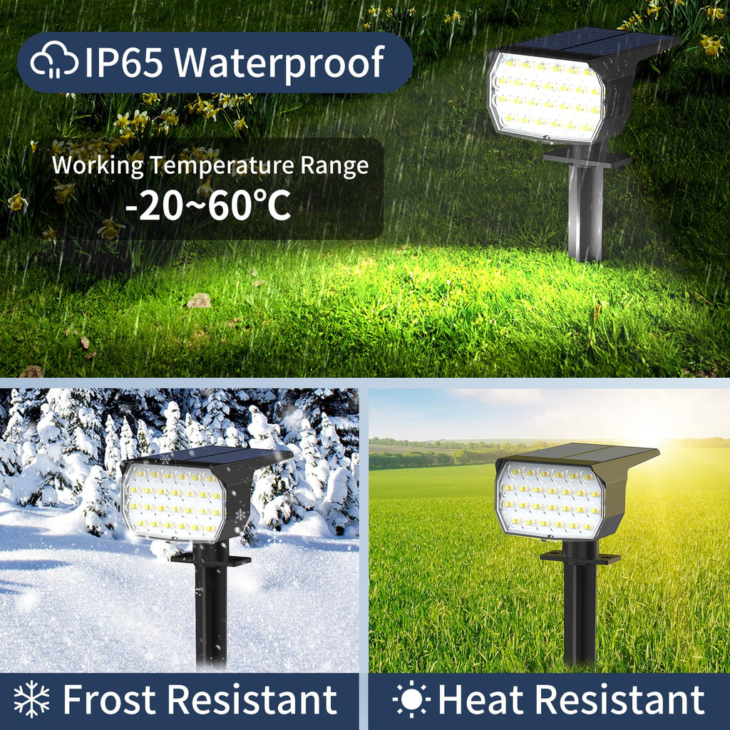 Solar Spot Lights Outdoor Waterproof IP65, 102 LEDs Solar Spotlights with Adjustable Light & Panel, [4 Modes/6 Pack] Landscape Flood Powered Lights for Outside Yard Garden Pathway(Warm White)