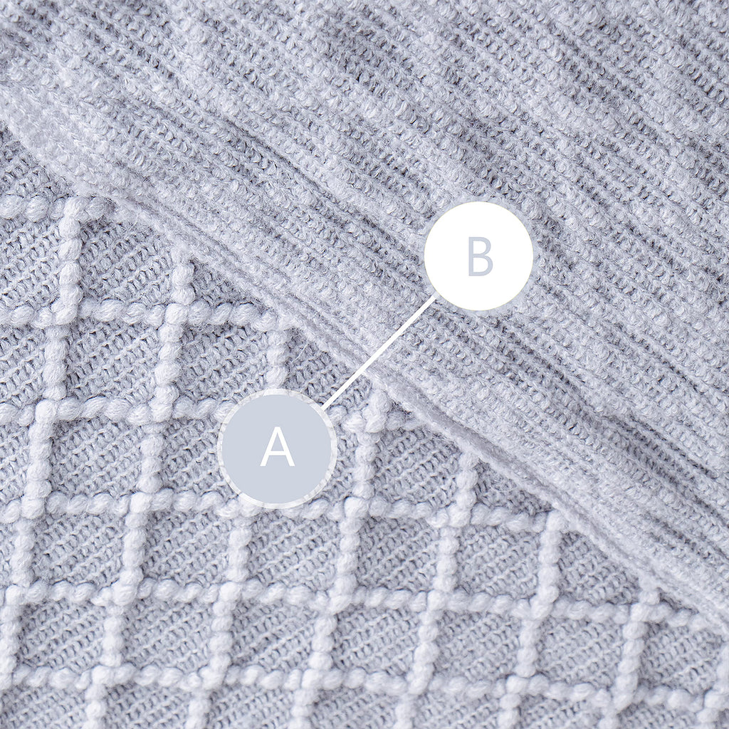 NTBAY Acrylic Knitted Throw Blanket, Lightweight and Soft Cozy Decorative Woven Blanket with Tassels for Travel, Couch, Bed, Sofa, 51x67 Inches, Grey Wave