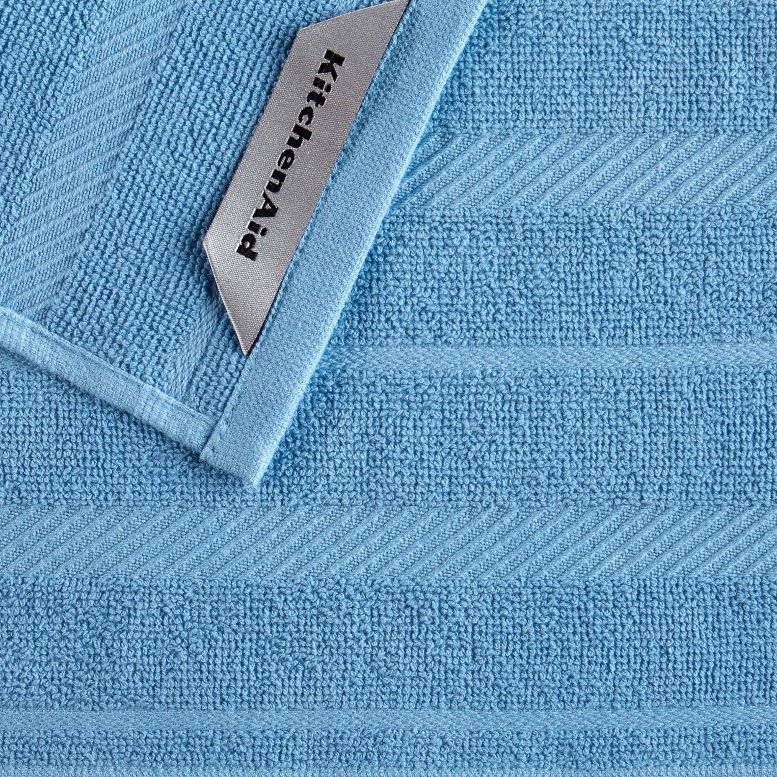 KitchenAid Albany Dishcloth 8 Pack Set, Aqua Sky/White, 12"x12"