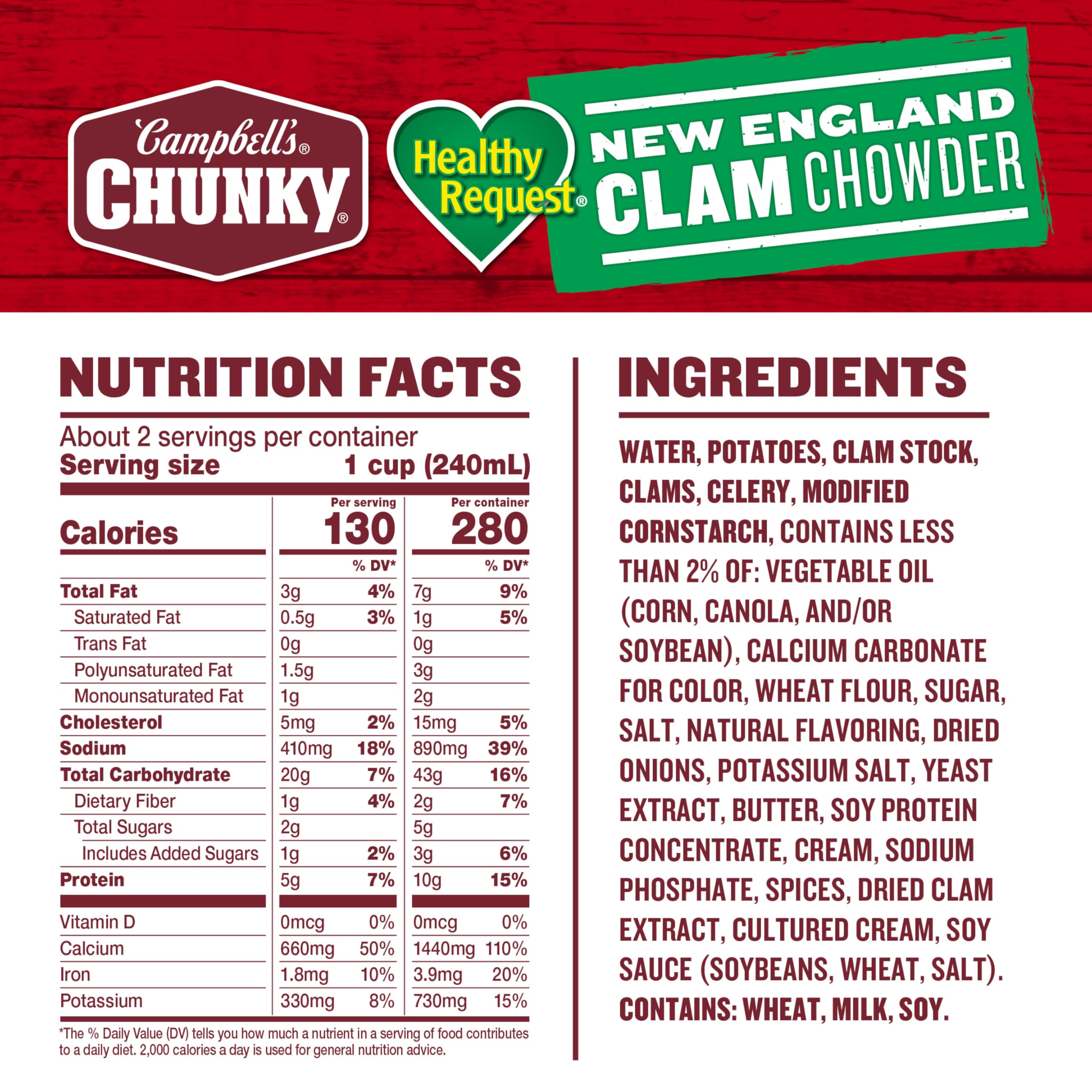 Campbell's Chunky Soup, Healthy Request New England Clam Chowder, 18.8 Ounce Can (Case Of 12)
