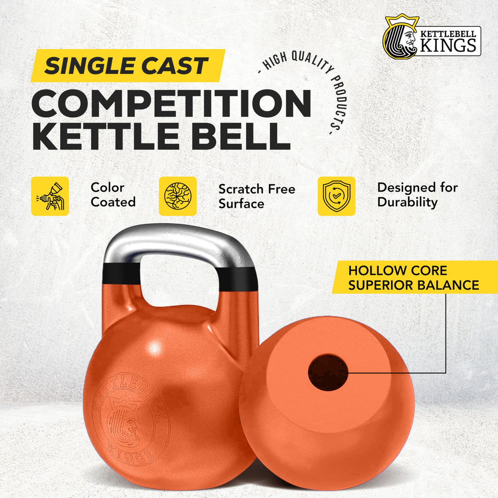 Kettlebell Kings Competition Kettlebells Weight (35mm handle) 8-48 KG | Hand weights Workout Gym Equipment & Strength training sets for Women & Men for Home Gym | Suitable for High Repetition Workouts