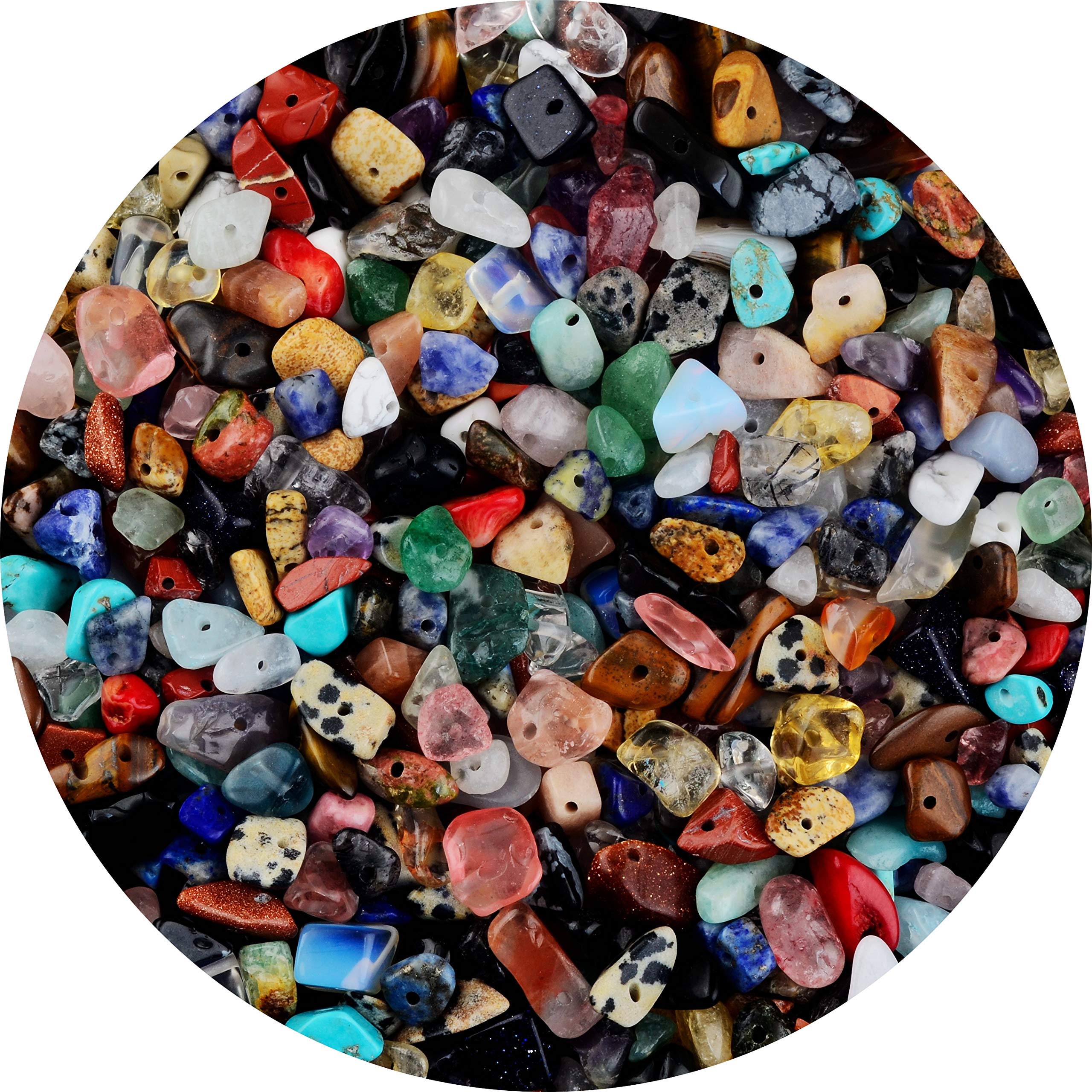 Chip Stone Beads Turquoise 5-8mm About 400 Pieces Irregular Gemstones Healing Crystal Loose Rocks Bead Hole Drilled DIY for Bracelet Jewelry Making Crafting (5-8mm, Turquoise)