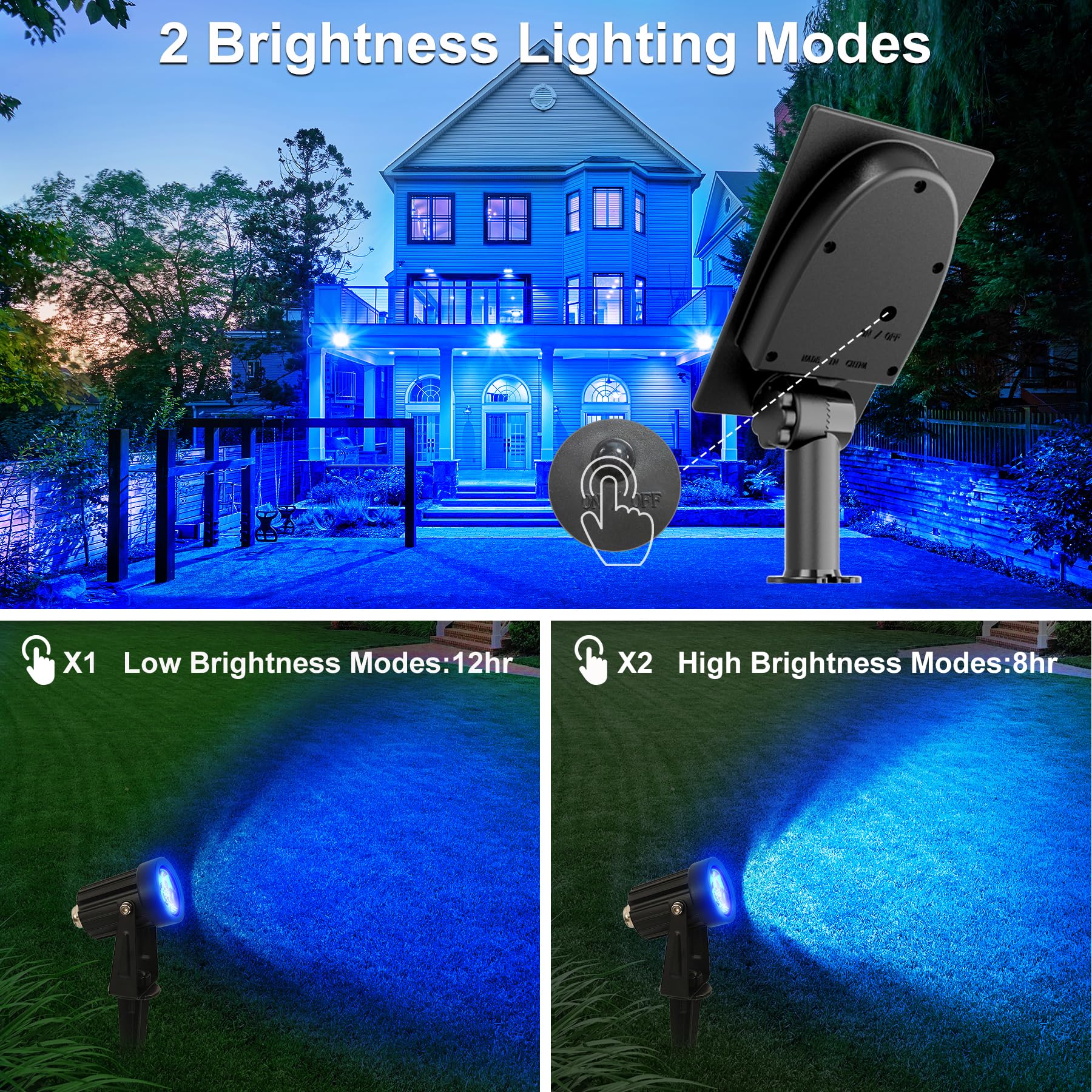 Solar Spot Lights Outdoor, Solar Landscape Spotlights IP65 Waterproof 9.8ft Cable,Auto On/Off Outdoor Wall Lights for Garden Yard Driveway Porch Walkway Pool (3000K Warm White)