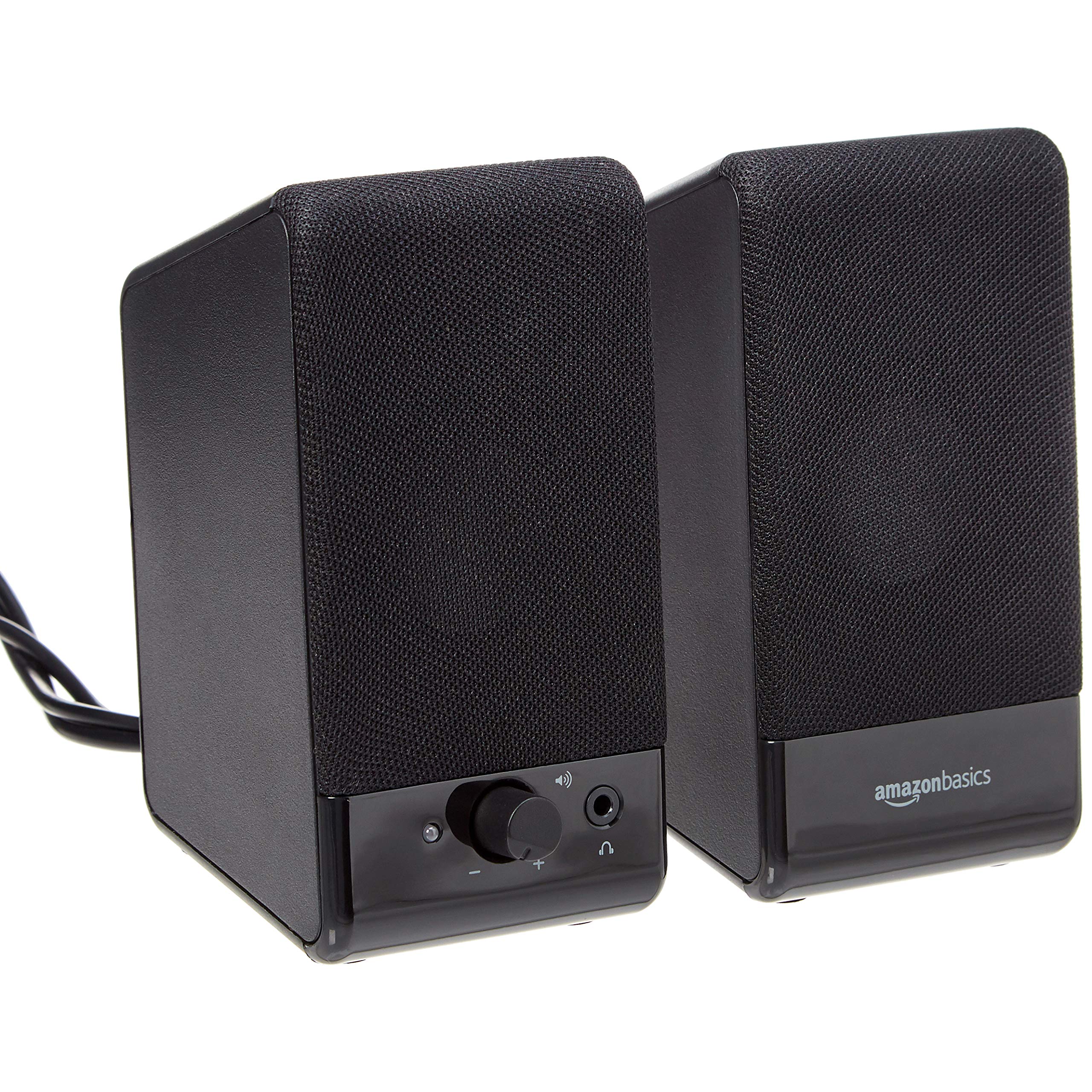 Amazon Basics AC-Powered Computer Speakers for Desktop or Laptop PC with Volume Control, Headphone Jack, Black (US Version)