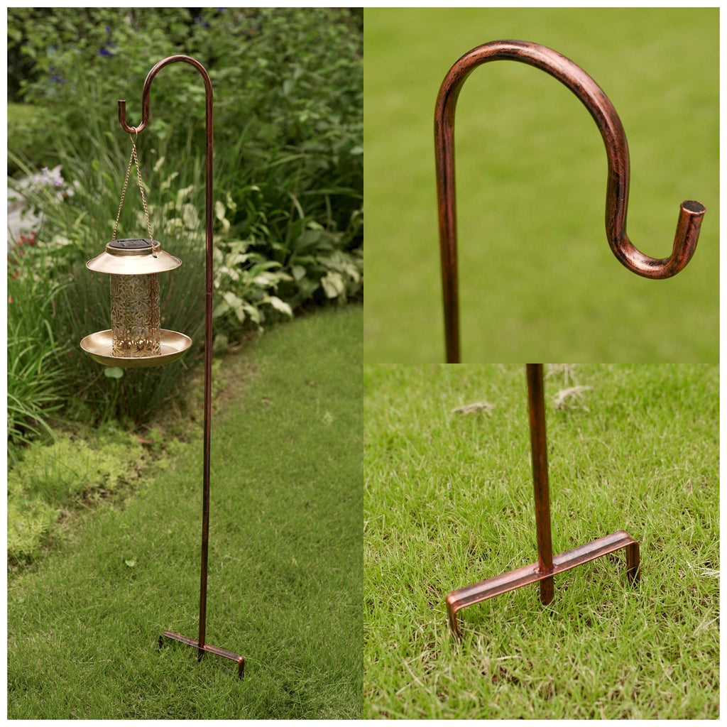 EXCMARK Shepherd Hook Adjustable Height 32/24/16’’ 1/2 inch Thick Use at Weddings, Hanging Solar Lights, Lanterns, Bird Feeders, Metal Hanger Hook (Black,32inch). U.S. Patent.