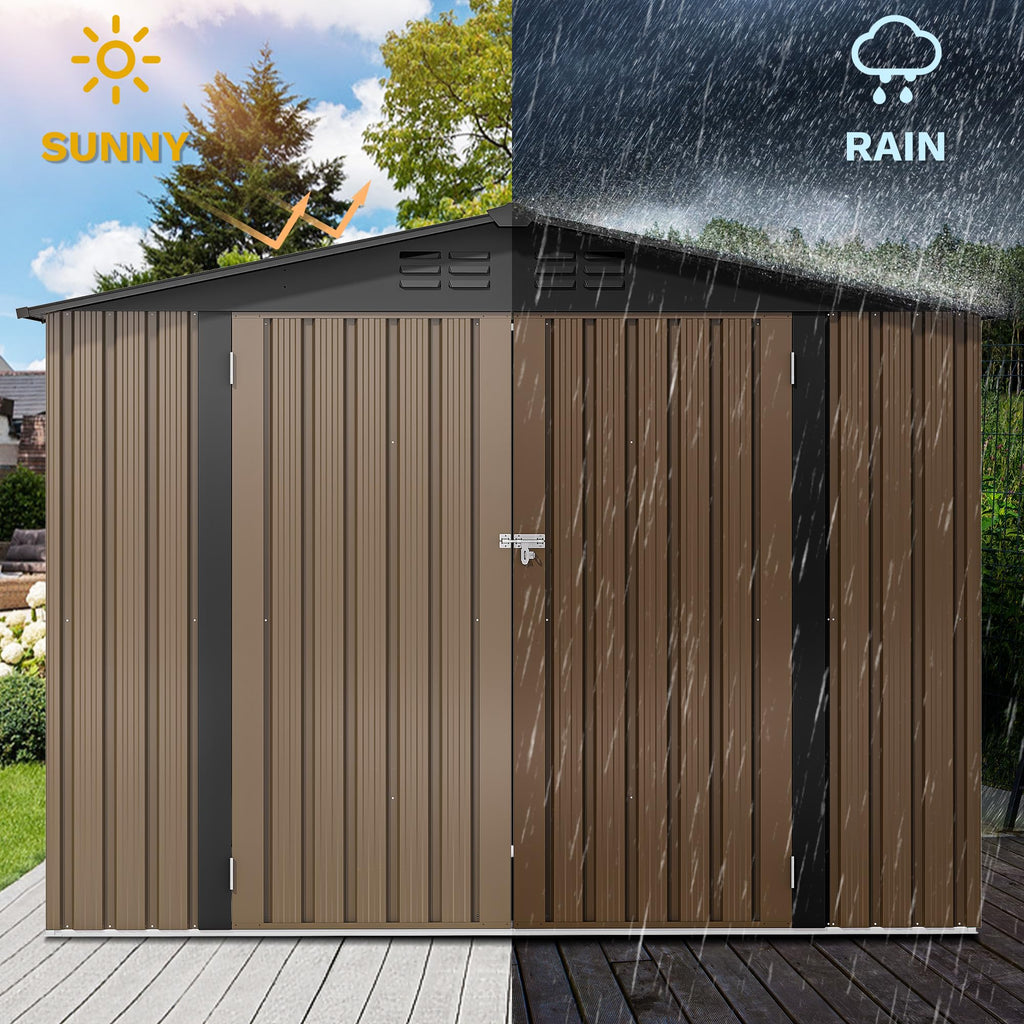 DWVO 6x4ft Outdoor Storage Shed, Lockable Metal Tool Storage Sheds, Waterproof Garden Sheds with Vents for Backyard, Patio, Garage, Lawn, Dark Gray