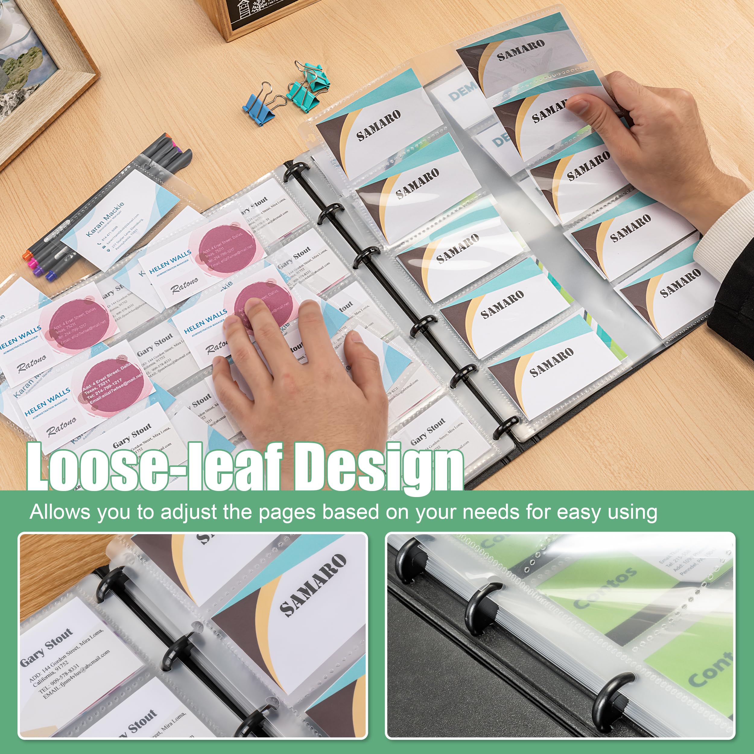 MyLifeUNIT Business Card Book, Name Card Holder Book with 600 Business Cards Capacity, Credit Card Book File Storage (Light Blue)
