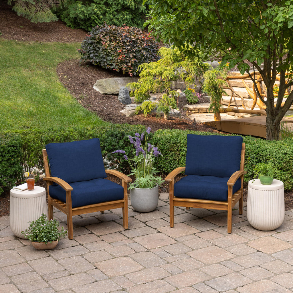 Arden Outdoor Plush Modern Tufted Blowfill Deep Seat Set, 24 x 24, Water Repellent, Fade Resistant, Deep Seat Bottom and Back Cushion for Chair and Sofa, Alana Tile