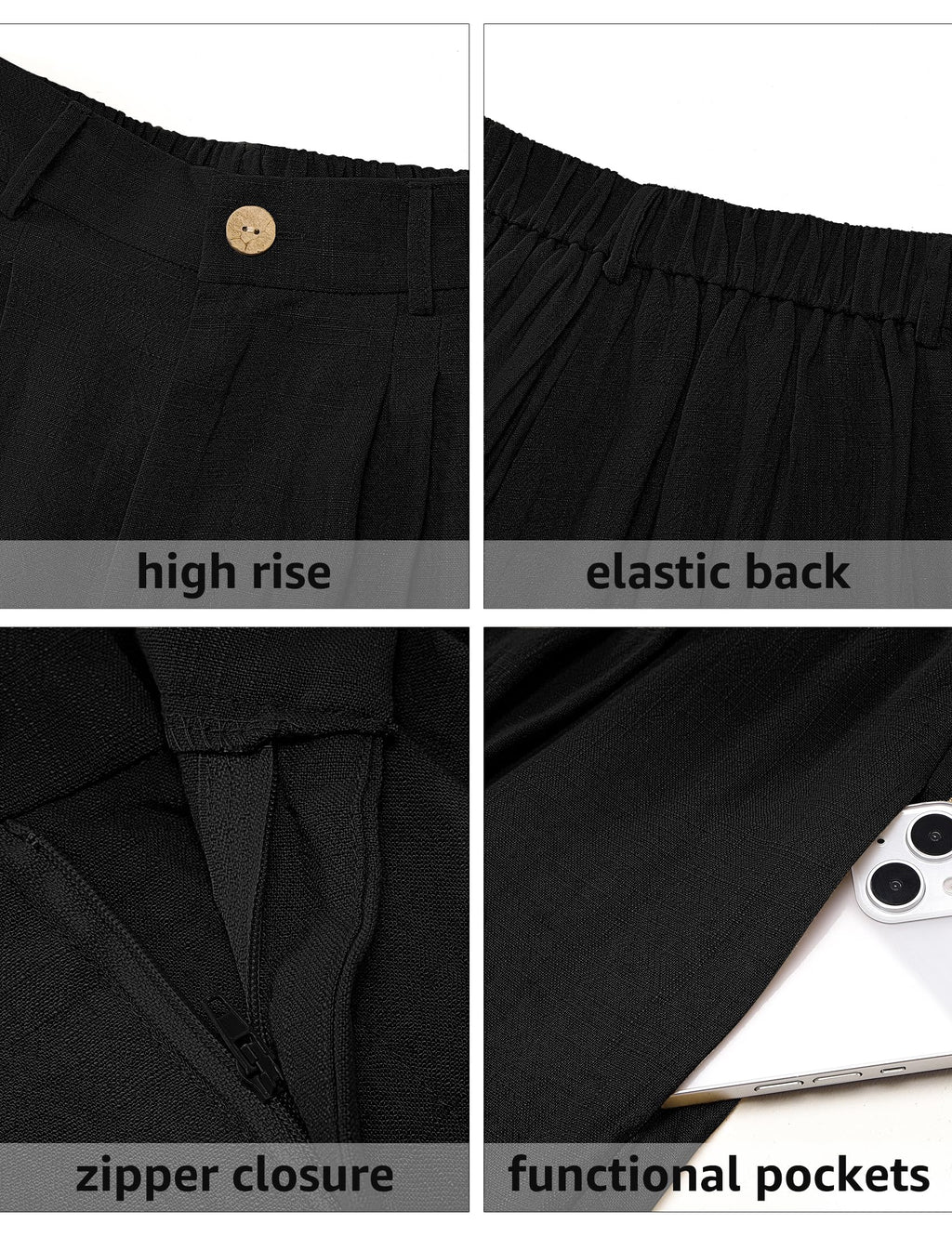 luvamia Bermuda Shorts for Women High Waisted Linen Dressy Casual Pleated Wide Leg Summer Shorts with Elastic Waist