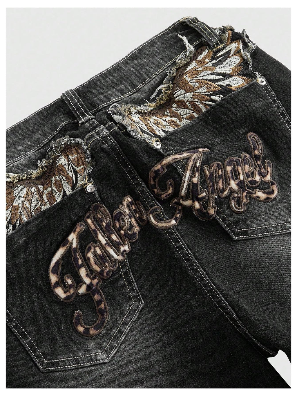 MakeMeChic Women's Bell Bottom Jeans Stretchy Flared Jeans Embroidered Y2K High Waist Denim Pants