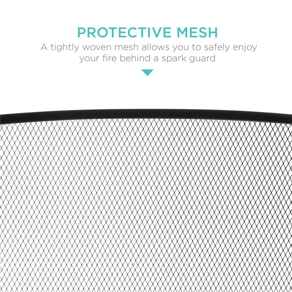 Best Choice Products 47.5x27.25in 3-Panel Simple Steel Mesh Fireplace Screen, Fire Spark Guard Grate for Living Room Home Decor w/Rustic Worn Finish - Black