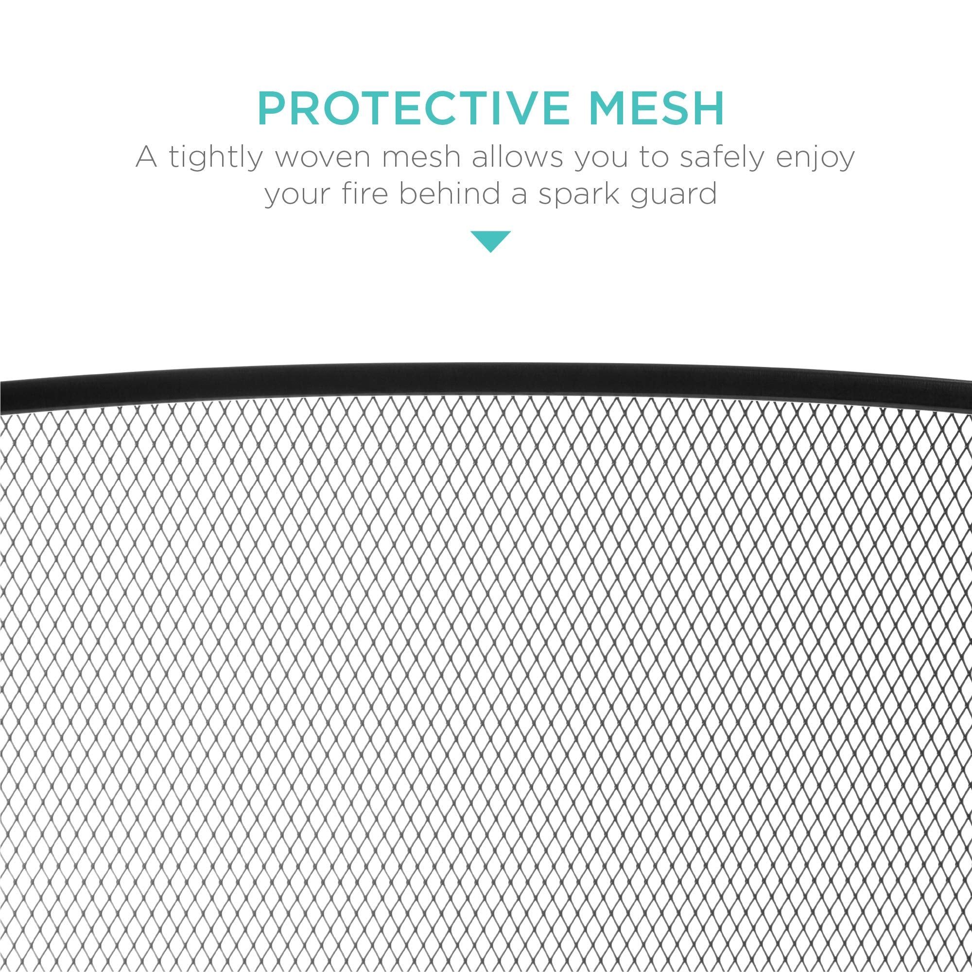 Best Choice Products 47.5x27.25in 3-Panel Simple Steel Mesh Fireplace Screen, Fire Spark Guard Grate for Living Room Home Decor w/Rustic Worn Finish - Black