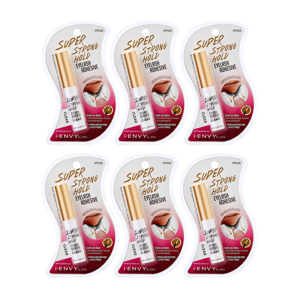 i-ENVY By KISS Super Strong Hold Eyelash Adhesive Waterproof, Long-Lasting Strip Lash Glue, Natural-Looking Allergy & Latex Free with Brush Applicator (Black, 3 Pack)