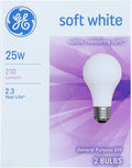 GE Lighting Ge Soft White Light Bulbs 25 W 210 Lumens A19 Med Base 4-1/4 In. Pack / 2