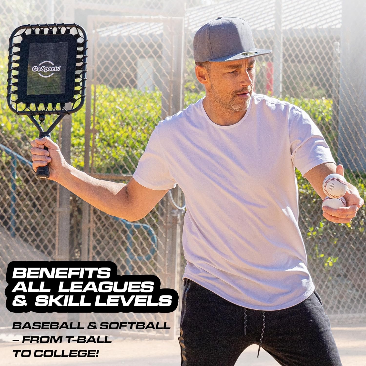 GoSports Fungo Baseball Racket for Fly Balls, Grounders, and Line Drives - Baseball and Softball Training Equipment for Coaches and Parents