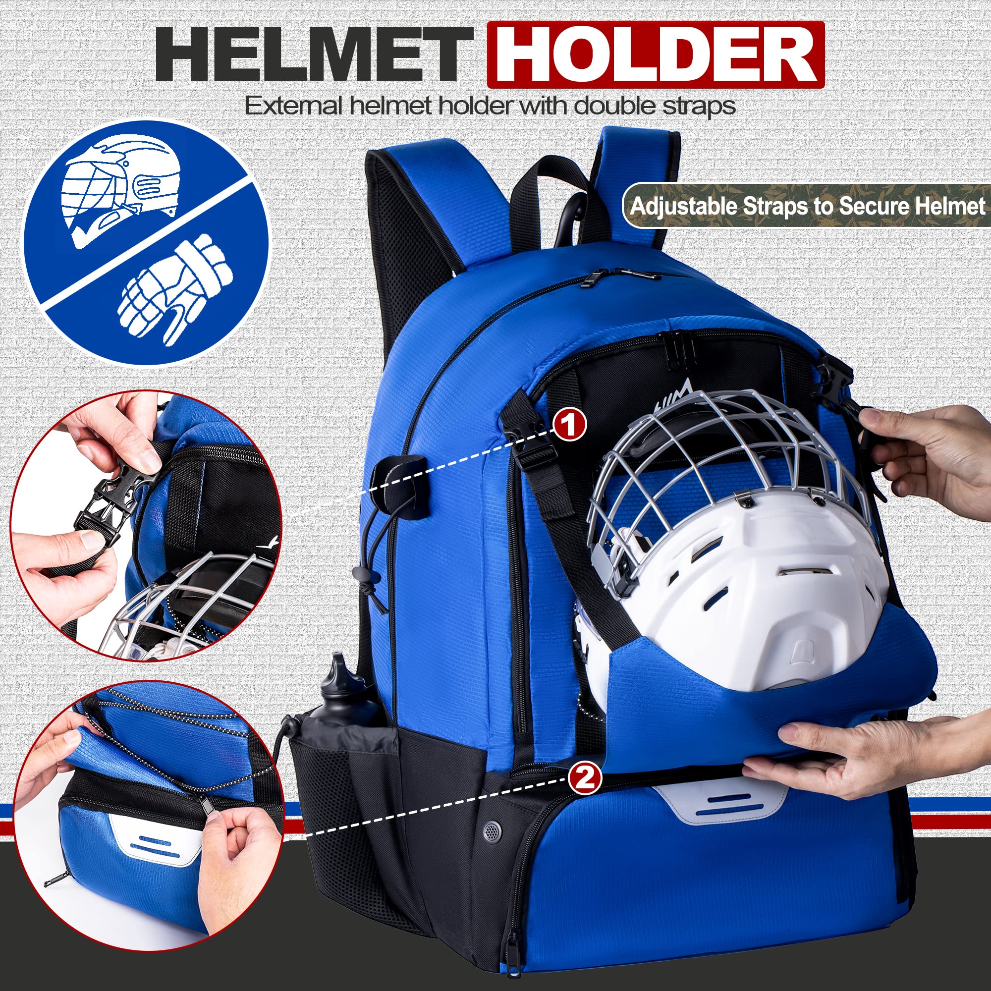 GoHimal Lacrosse Bag Extra Large Lacrosse Backpack with Tow Stick Holder