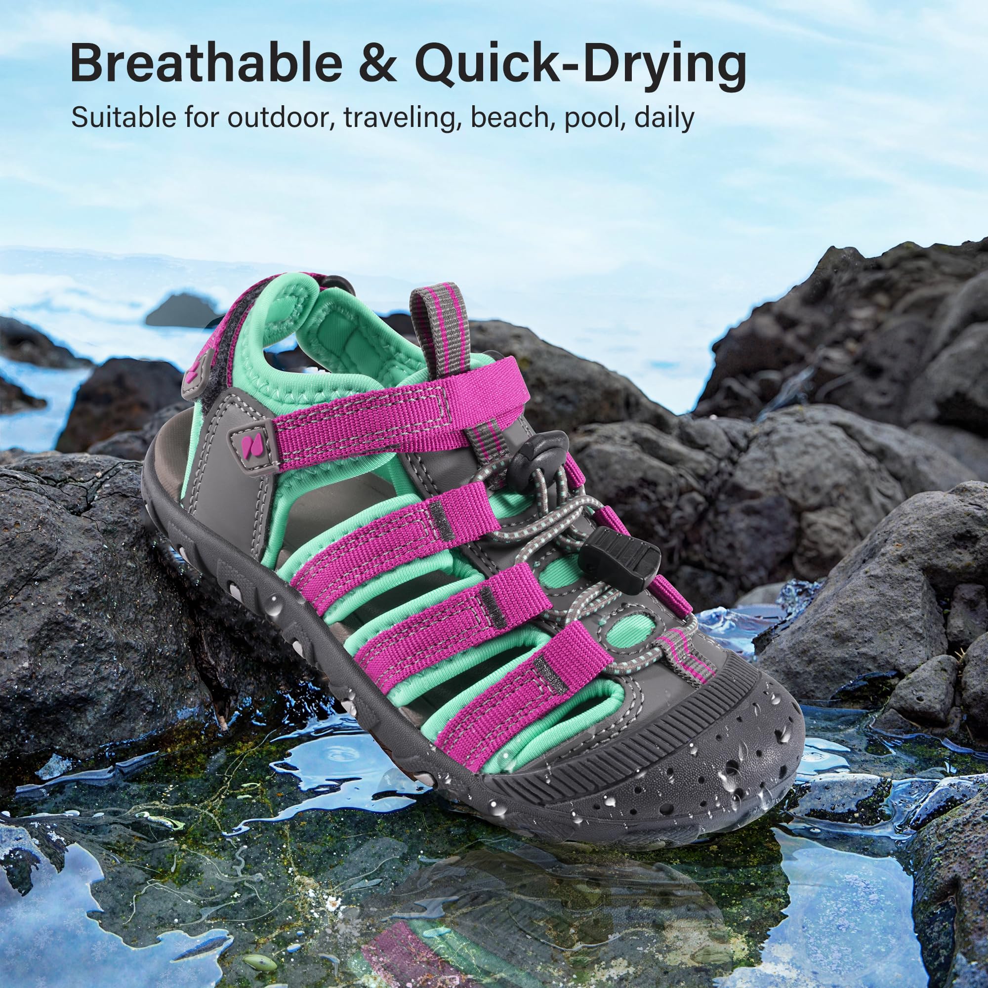 Stelle Girls Sport Water Sandals Kids Hiking Sandals Boys Summer Outdoor Beach Closed-Toe Athletic Shoes for Toddler/Little/Big Kids