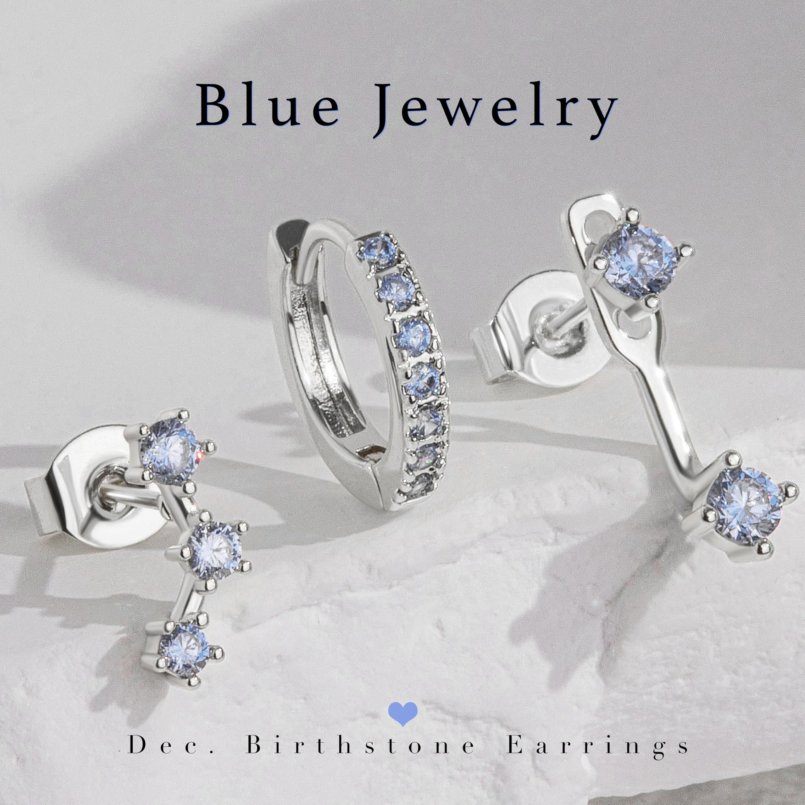 3 Pairs Dainty Small Earrings Set for Women Trendy, Birthstone Stud Huggie Hoop Jacket Stack for Cartilage Helix, Gold Plated Hypoallergenic Cute Women Fashion Accessories Western Jewelry Gifts