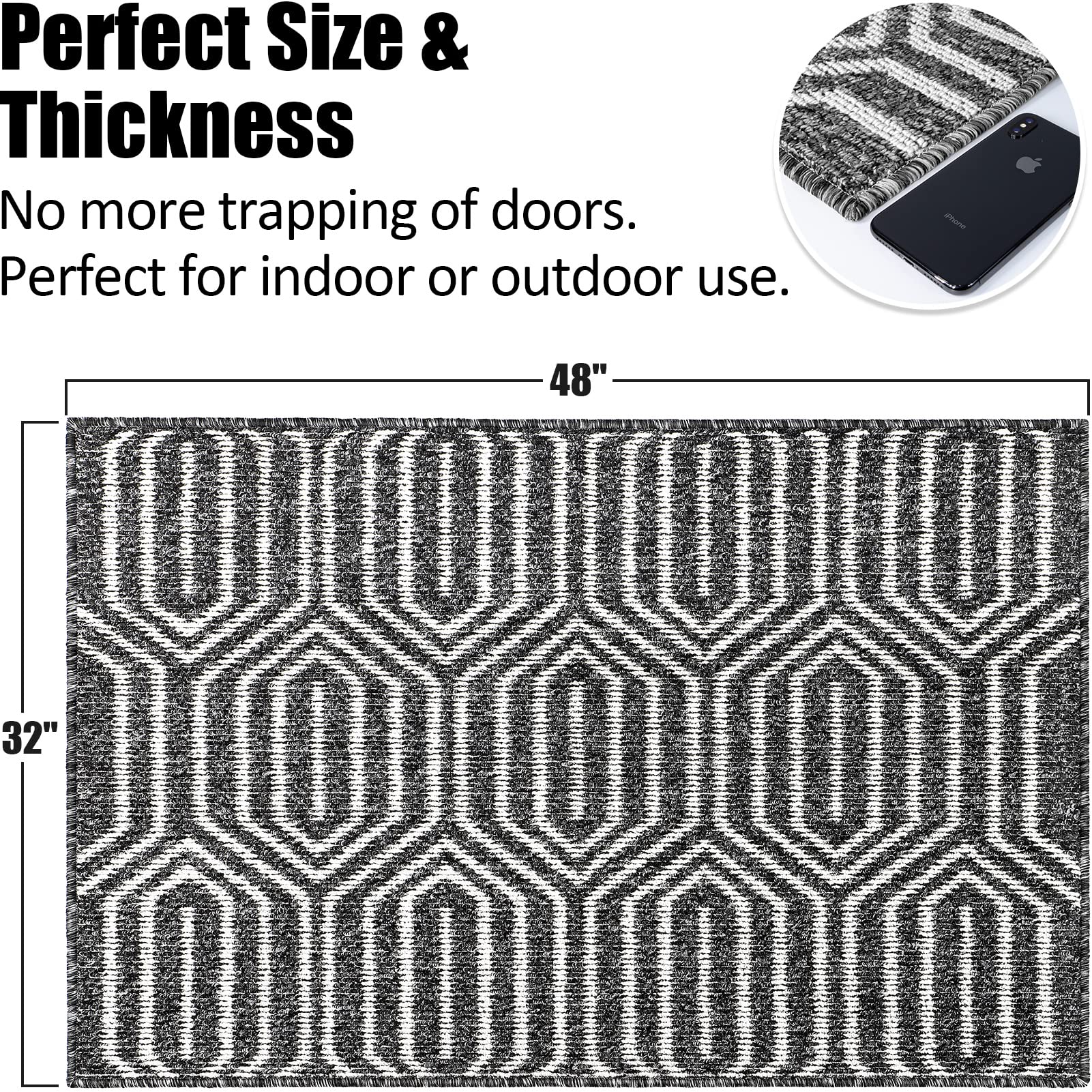 Indoor Doormat 24"x 36", Absorbent Front Back Door Mat Floor Mats, Rubber Backing Non Slip Door Mats Inside Mud Dirt Trapper Entrance Door Rug Carpet, Machine Washable Low Profile-Brown Time Cloister