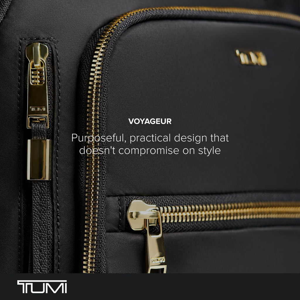 TUMI - Voyageur Celina Backpack - Women's Work and Travel Bag - 16.0" X 10.6" X 6.5" - Holds Up to 16" Laptop - Black & Gold Hardware