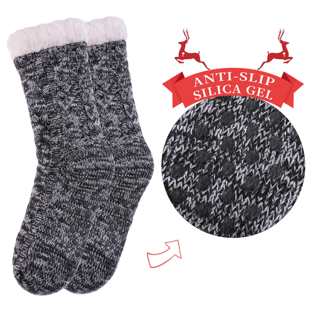 SDBING Women's Winter Super Soft Warm Cozy Fleece Lined Fuzzy Slipper Socks with Grippers