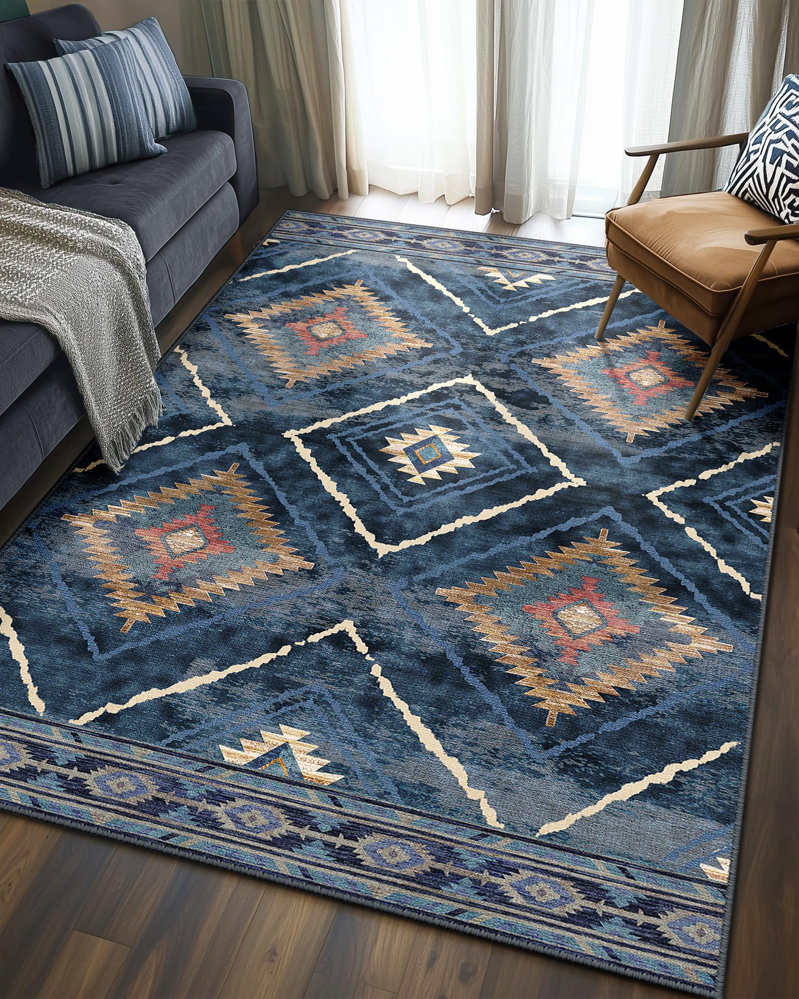 BESTSWEETIE Area Rug 2x3 Rug Machine Washable Non-Slip Low Pile Print Pattern Western Rug for Living Room Bedroom Entryway Tribal Series-Abstract/Cowhide