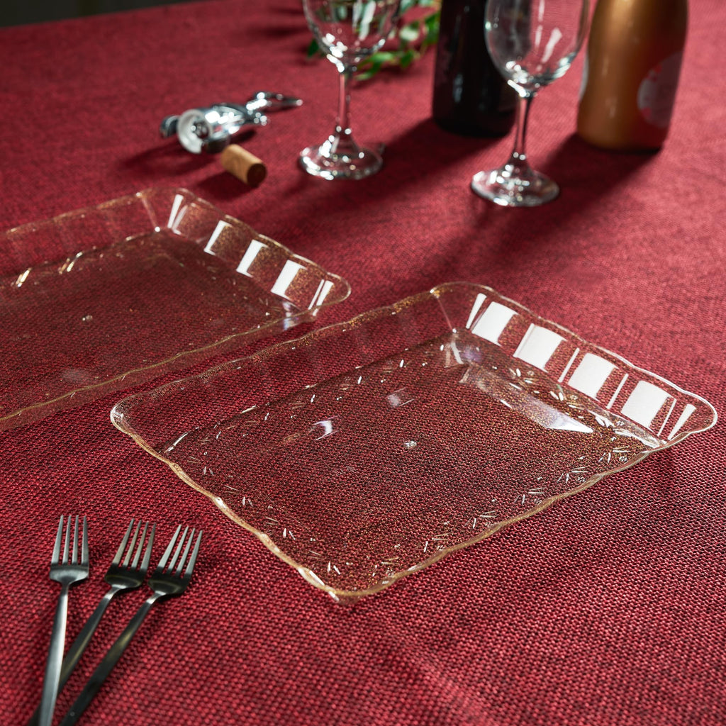 Plasticpro Plastic Serving Trays - Serving Platters Rectangle 9X13 Disposable Party Dish 4 Black Trays