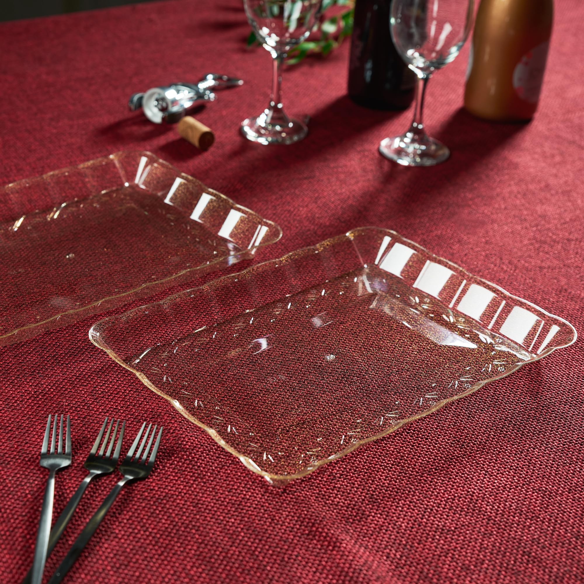Plasticpro Plastic Serving Trays - Serving Platters Rectangle 9X13 Disposable Party Dish 4 Black Trays