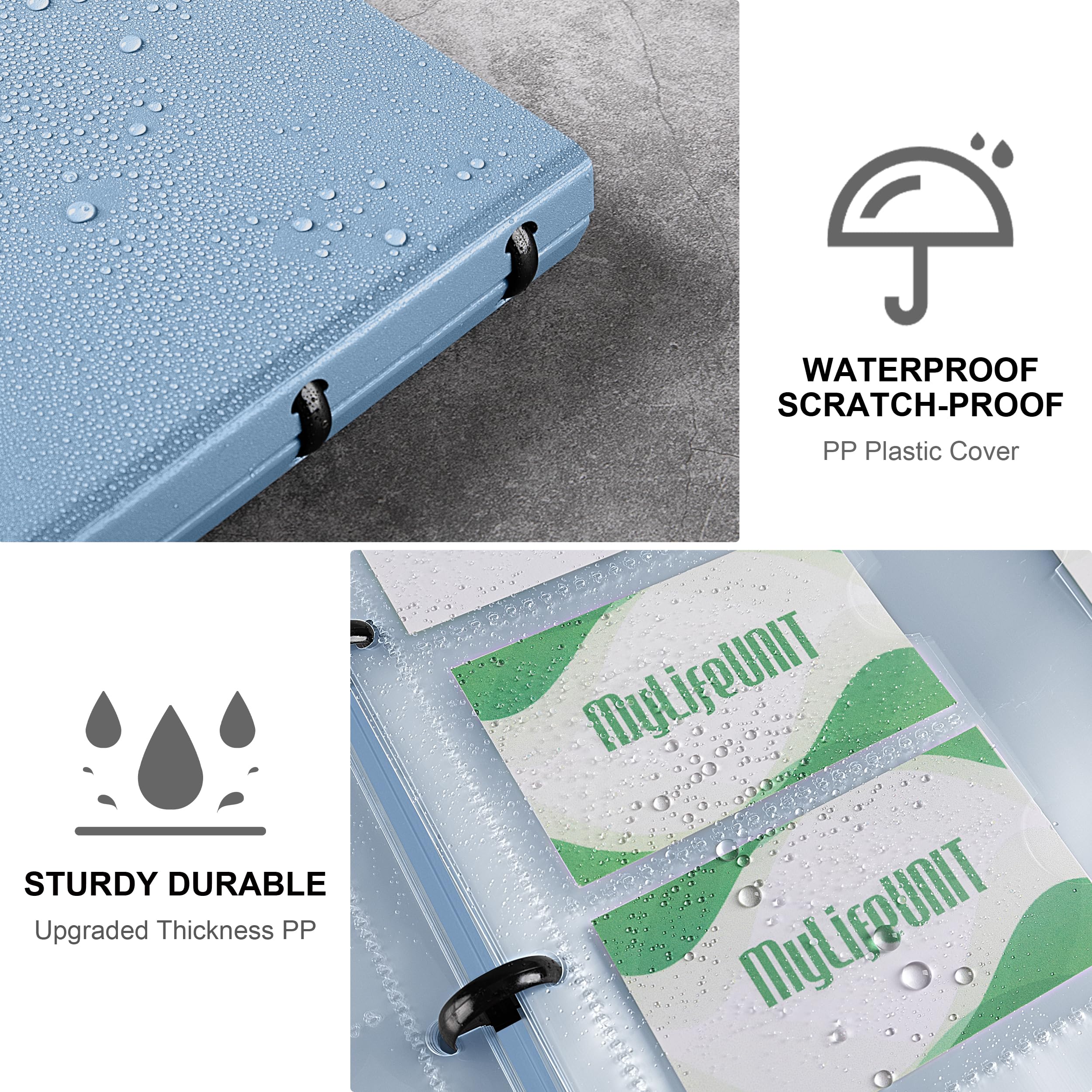 MyLifeUNIT Business Card Book, Name Card Holder Book with 600 Business Cards Capacity, Credit Card Book File Storage (Light Blue)