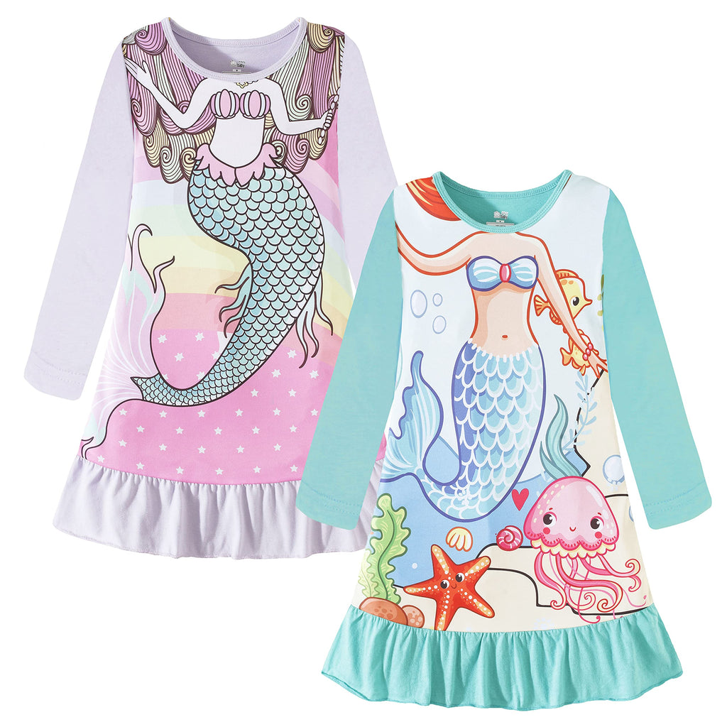Nightgowns for Girls Kids Pajamas Princess Dress Sleepwear Night Gown 3-10 Years