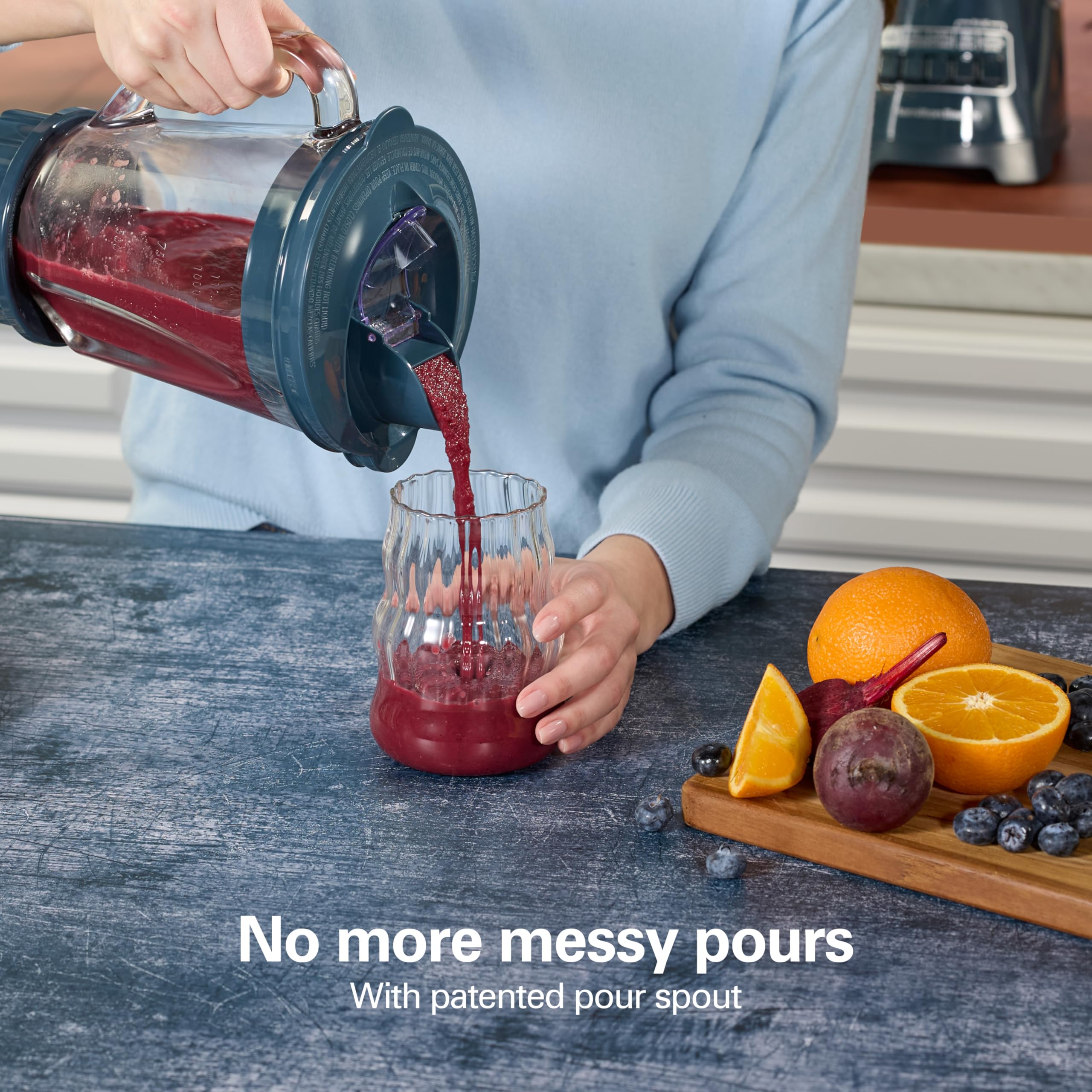 Hamilton Beach Power Elite Wave Action Blender For Smoothies, 40 Oz Glass Jar, 12 Functions Including Puree, Crush Ice, 700 Watts - Black (58148A)