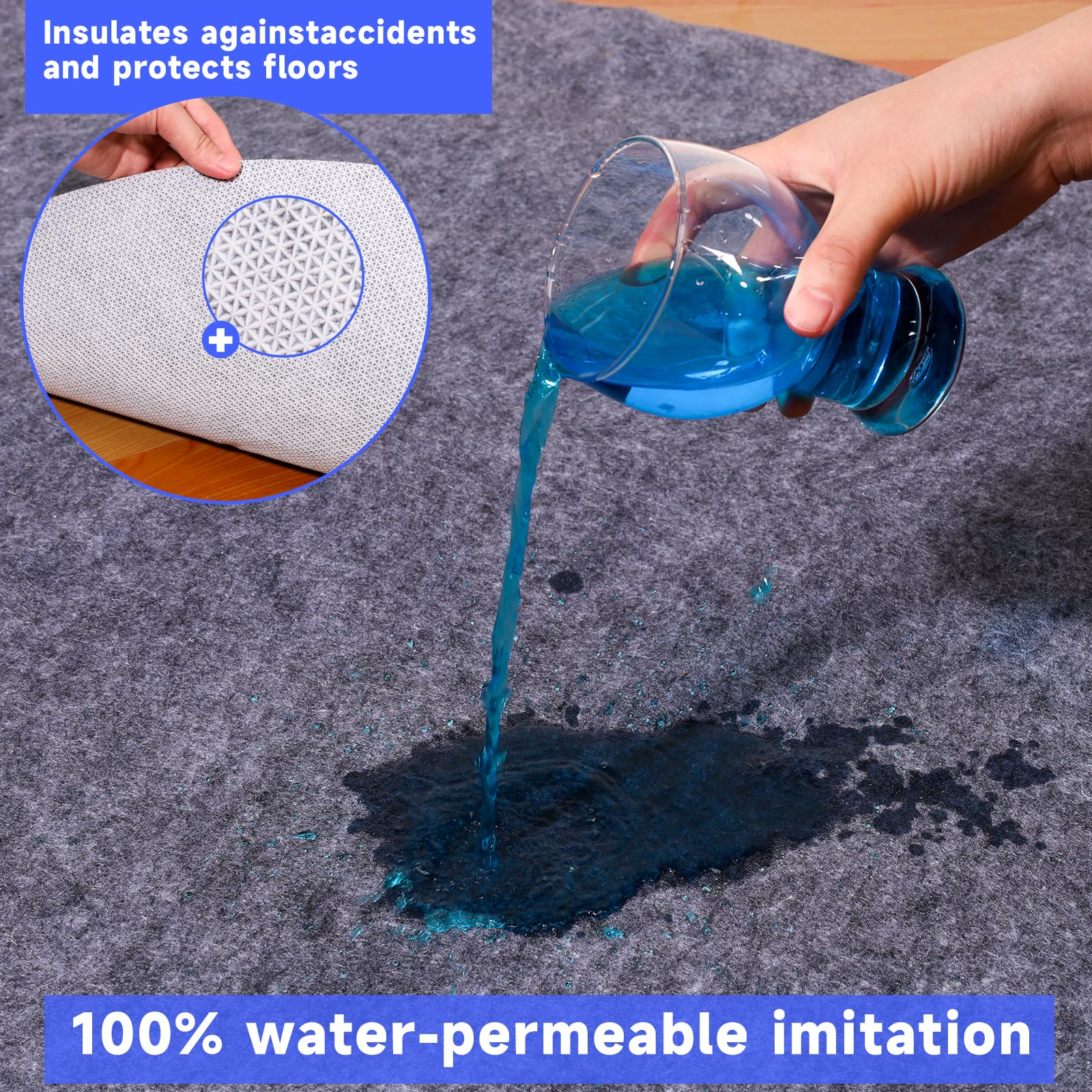 Non-Slip Rug Pads,Round 3 Ft Waterproof Extra Large Area Rugs Non Skid Rug Pad for All Floors and Finishes Durable Hardwood Floor Protective Felt Keeps Rugs in Place, Safe and Secure