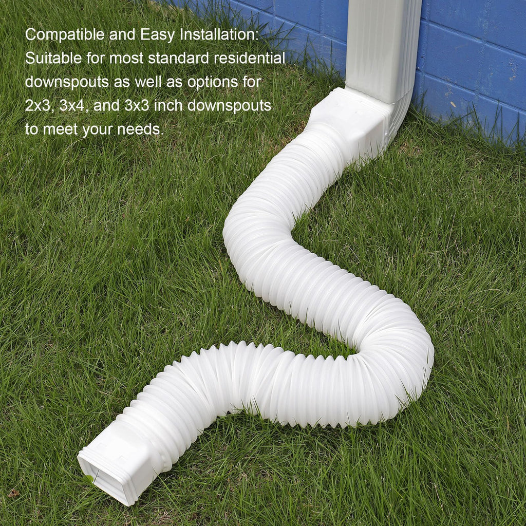 plusgutter 2 Pack Rain Gutter Downspout Extensions, Flexible Downspout Extender with 58"+68" Extendable Pipes for Rain Water Drainage, Durable Down Spout Drain Extension with Connector (Black)