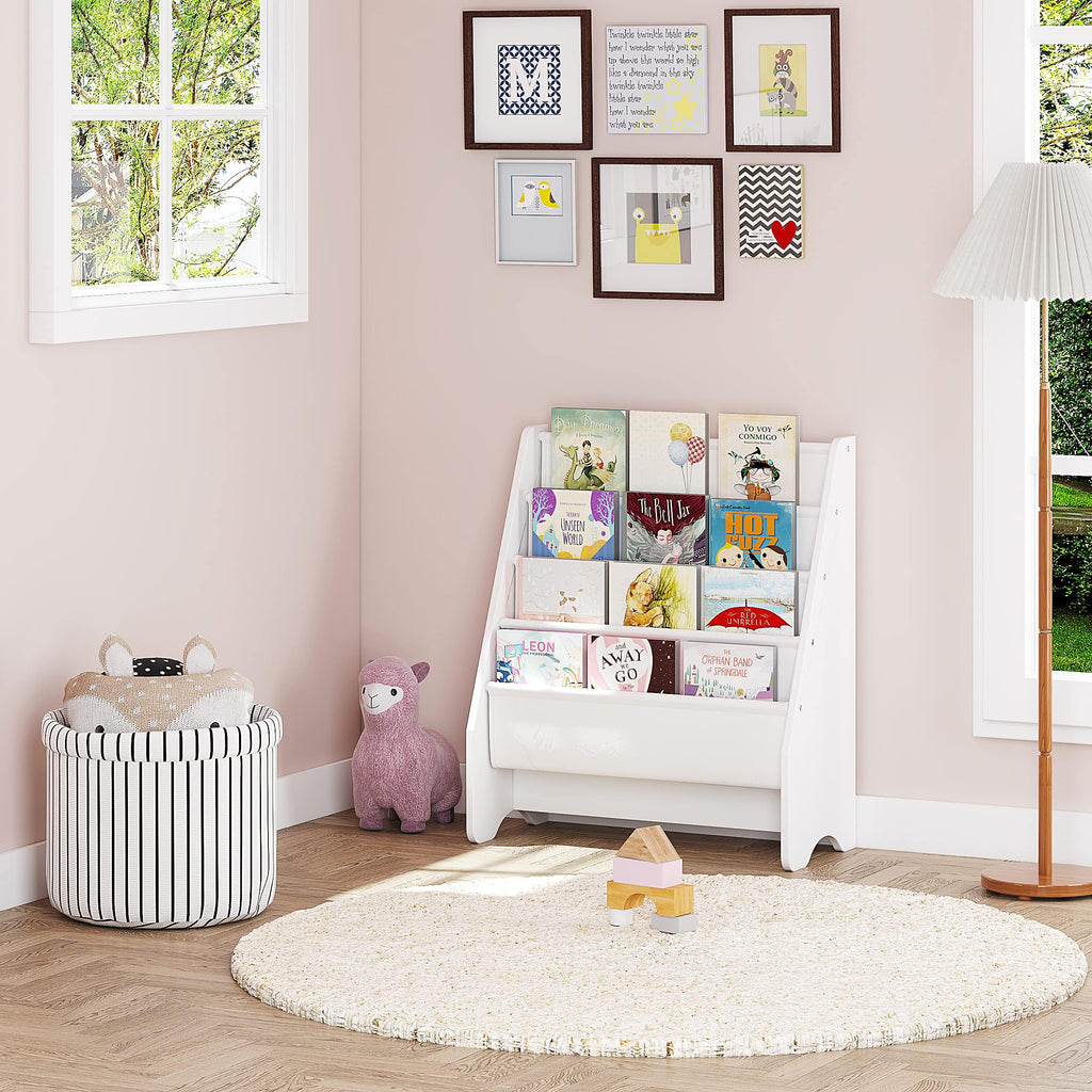 UTEX Kids Sling Bookshelf - Kids Magazine Rack with Organizer, Book Organizer (Espresso)
