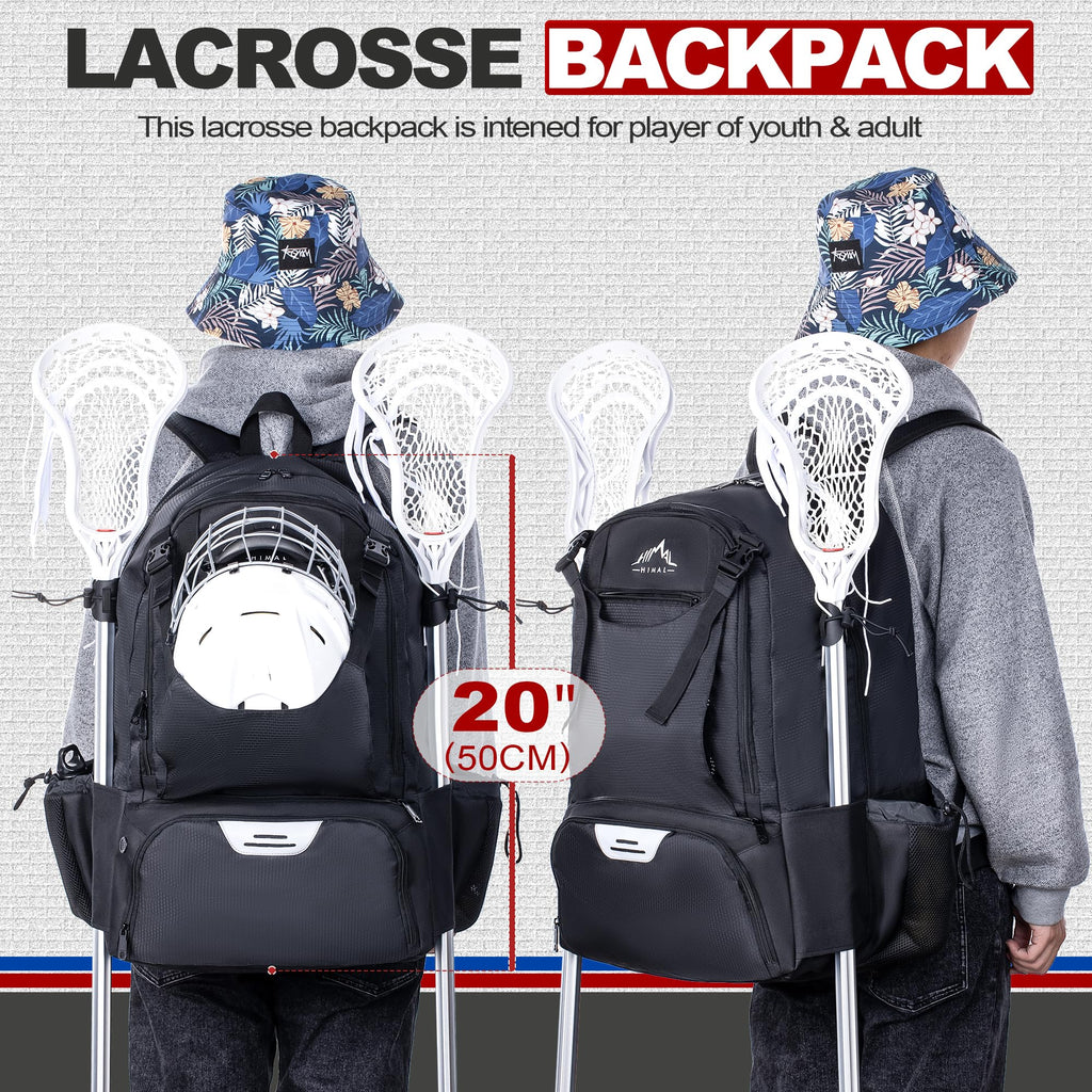 GoHimal Lacrosse Bag Extra Large Lacrosse Backpack with Tow Stick Holder