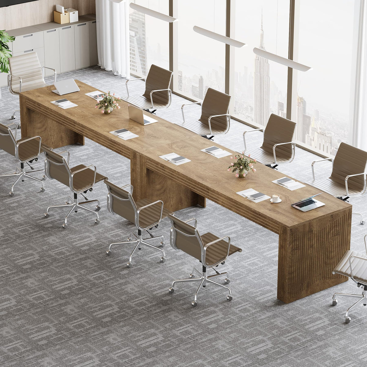 Tribesigns 79-Inch Extra Long Desk, Two Person Double Desk for Home Office, Wooden Long Computer Desk Writing Table for Office, Coffee Brown