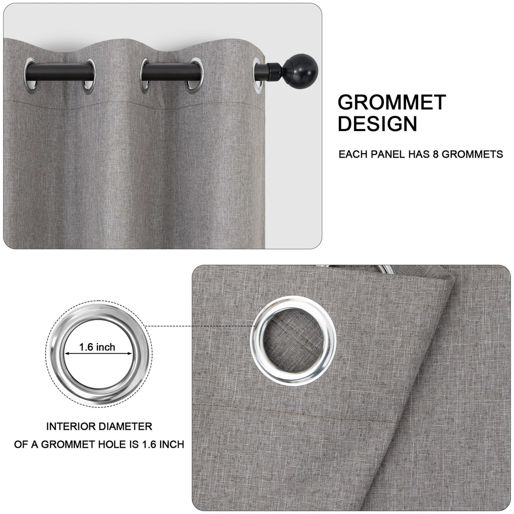 Short Small Linen Blackout Curtains 54 Inch Length 2 Panels Set for Bedroom Living Room Grommet 100% Black Out Linen Drapes Room Darkening Window Curtains 54 Inches Long Dark Gray